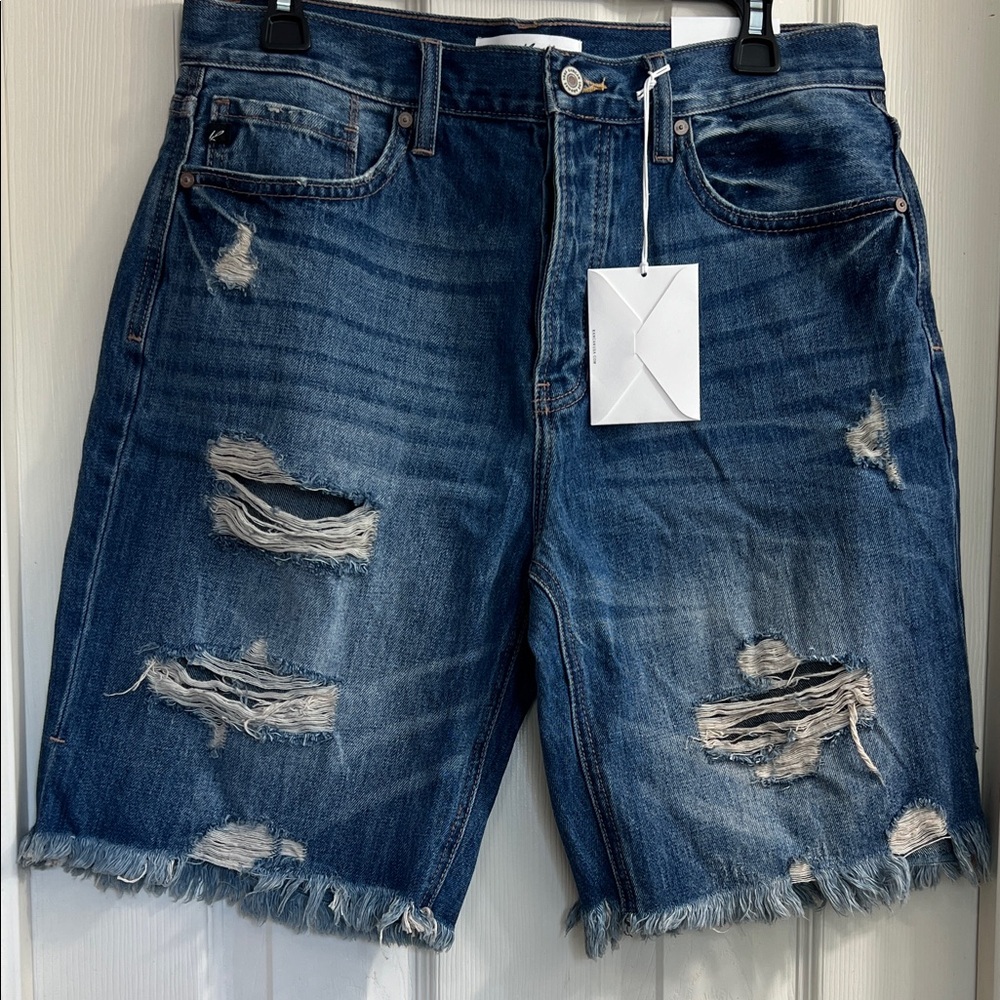 KanCan Shorts Women Size XL Blue Distressed